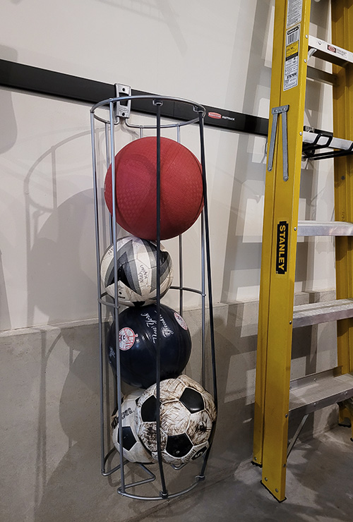 Sports Ball Basket and Ladder Hook Wall System