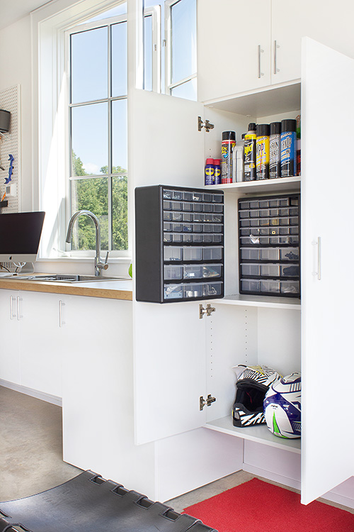 Auto Supply White Garage Cabinets