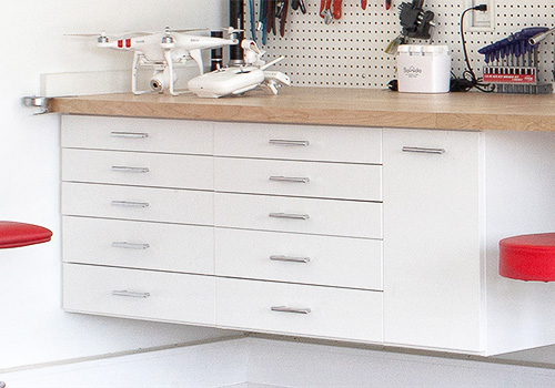 Custom Garage Cabinet with Shallow Tool Drawers