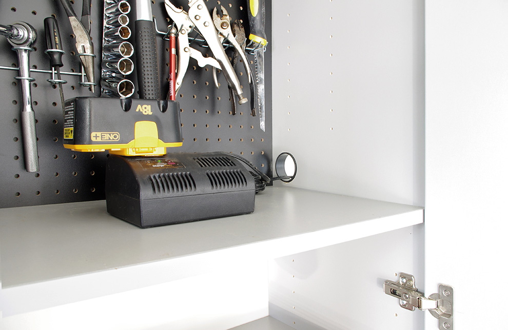 Garage Tool Pegboard and Grommet Close Up