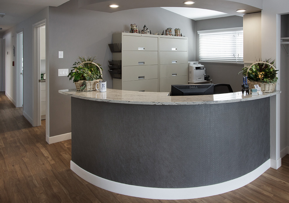 Curved Dental Office Lobby Reception Desk