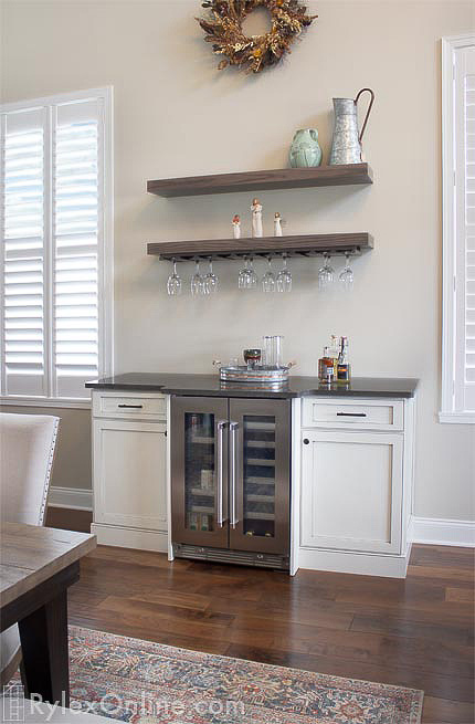 Home Bar with Floating Shelves with Hanging Stemware