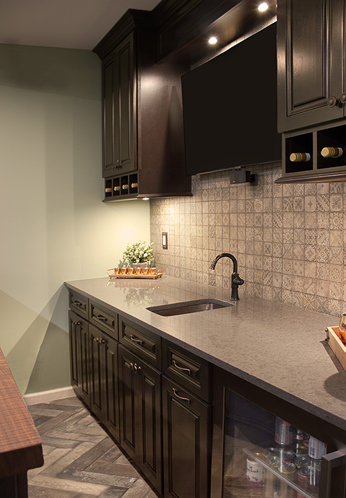 Wet Bar with Copper Undermount Sink