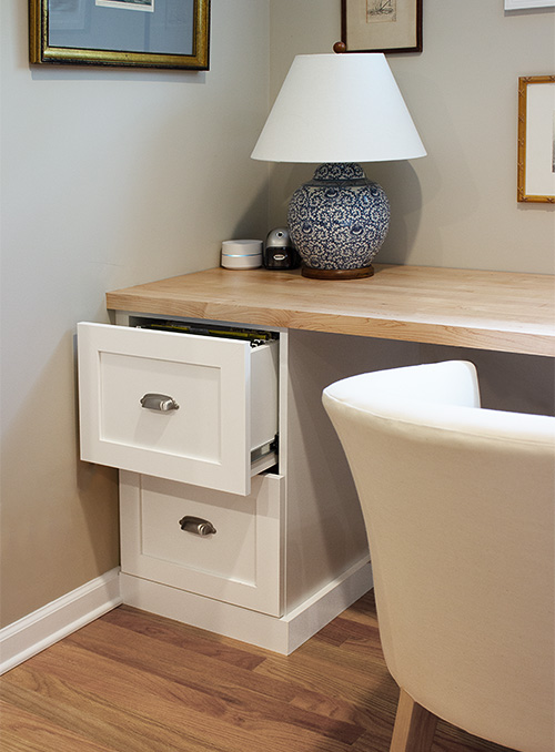 Custom Home Office Design with Dual File Cabinet Drawers