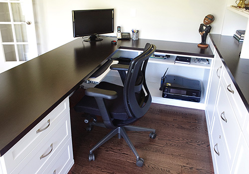 Home Office Desktop Overview with Locking File Drawers
