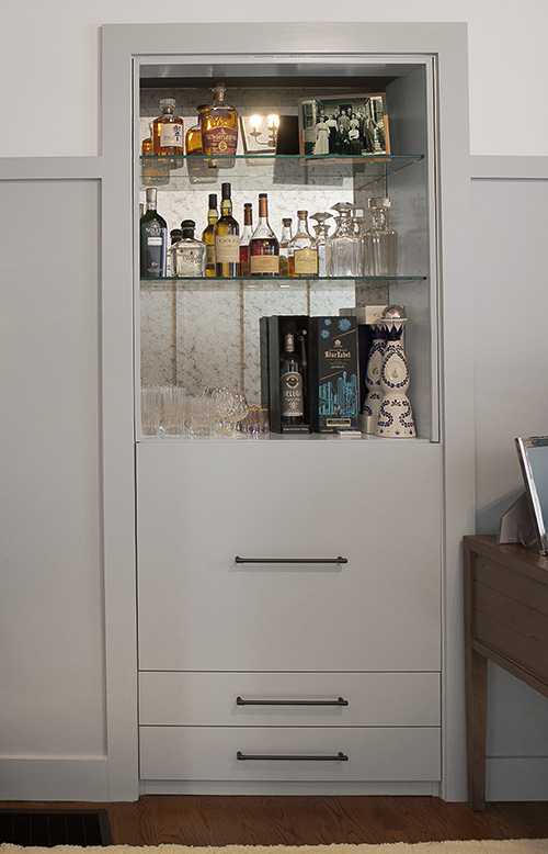 Personalized Home Office with Liquor Cabinet