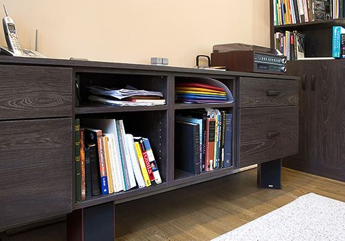 Home Office Storage Cabinet with Open Shelves