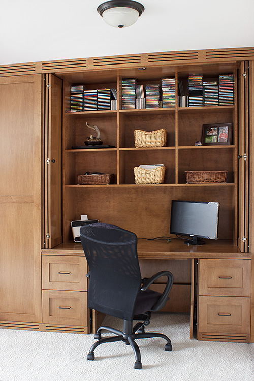 Pocket Doors Secure Home Office Cabinet