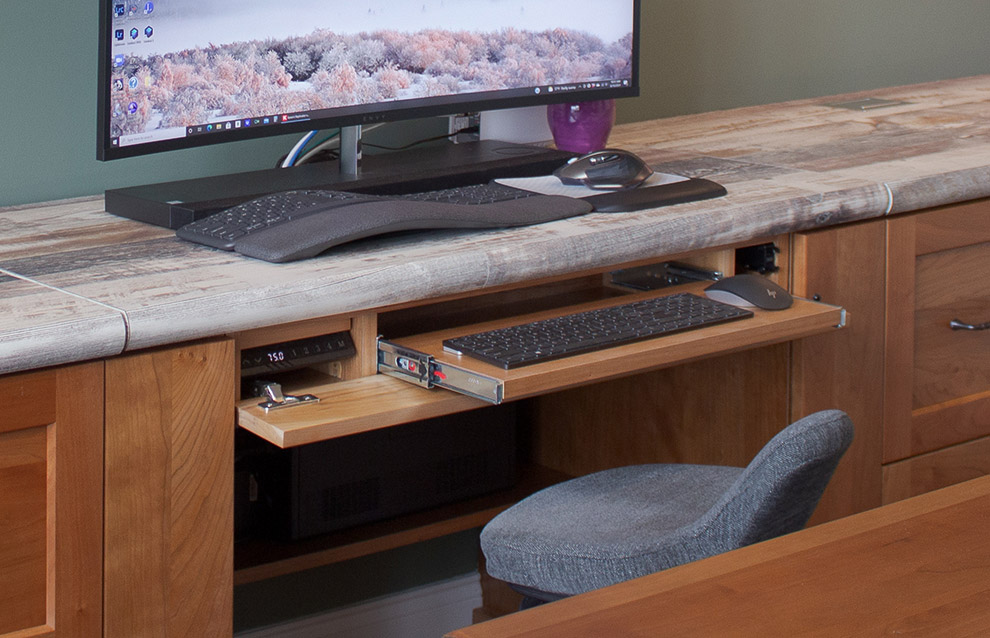 Push to Open Drawer Face Reveals Keyboard Tray