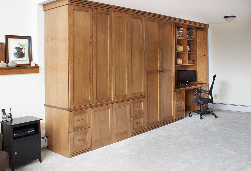 Large Cabinet Conceals Dual Offices with Floor to Ceiling Storage