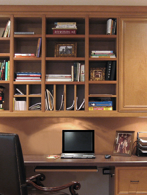 Home Office with Paper Cubbies and Keyboard Tray