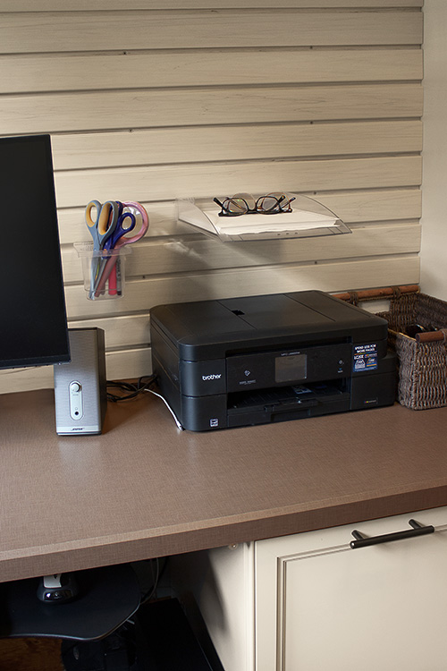 Home Desk with HandiWall® Trays and Bins Close Up