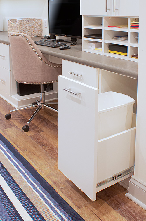 Trash Pullout Cabinet in Home Office