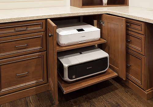 Office Cabinet with Printer and Shredder Pullout Shelves