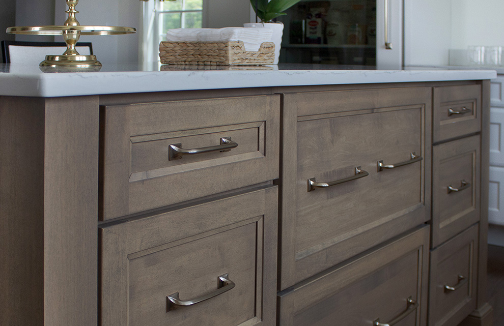 Front View of Earth Tone Kitchen Island