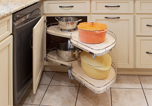 Lazy Susan Corner Cabinet with Metal Fence