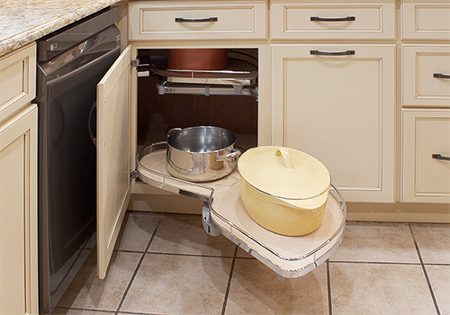 Lazy Susan Corner Cabinet with Metal Fence