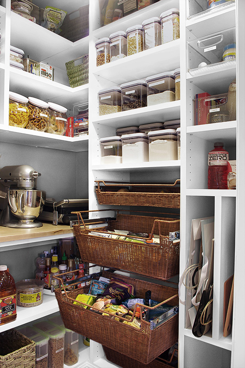 Kitchen Pantry | Adjustable Melamine Shelving | Sliding Baskets | Pine ...