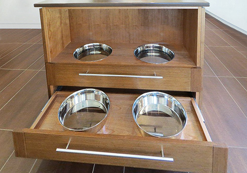 Dog Feeding Drawers Close Up