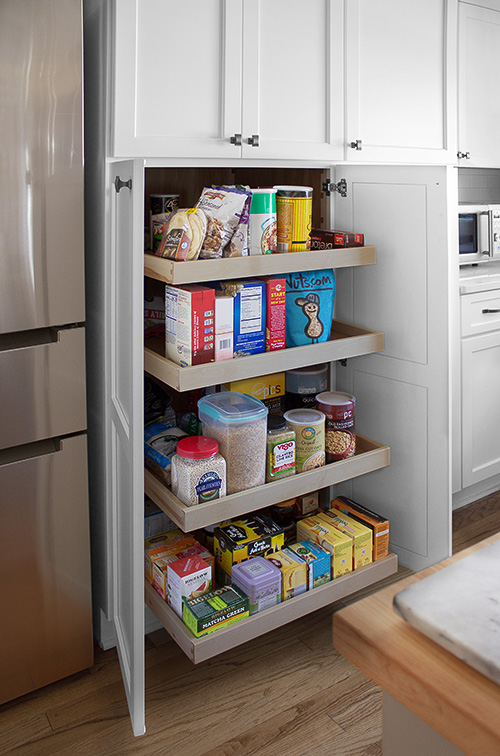 Remodel Adding Cabinet Pantry with Rollout Drawers