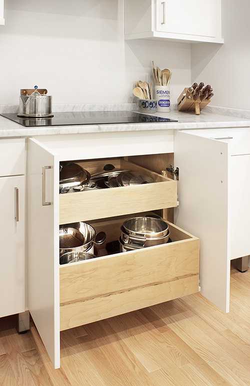 Kitchen Cabinets with Cookware Drawer