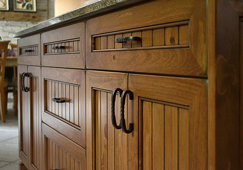 Home Office in Kitchen with Grooved Doors