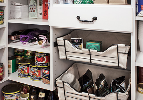 Kitchen Pantry with Lined Baskets and Drawers