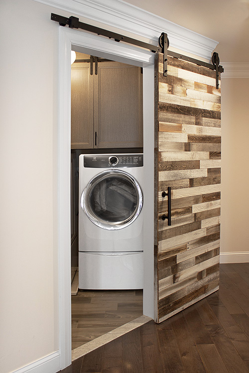 Laundry Room with Barn Door Hardware