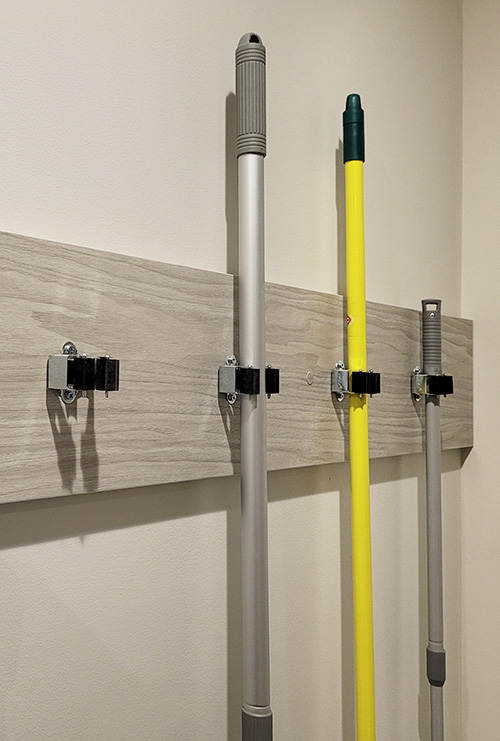 Mudroom Hooks for Brooms, Mops Close On