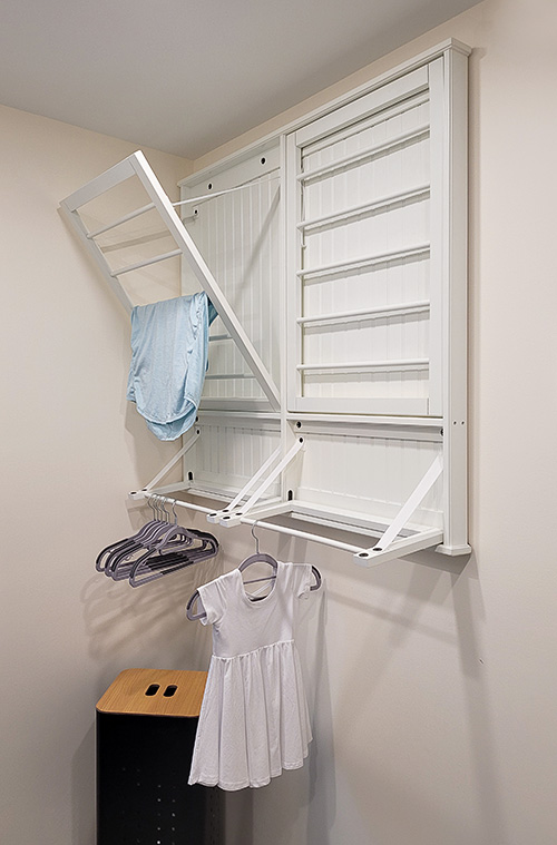 White Laundry Drying Rack Folds When Not in Use