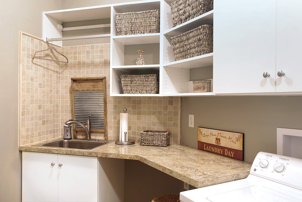 Laundry Room Cabinets with Drying Rod