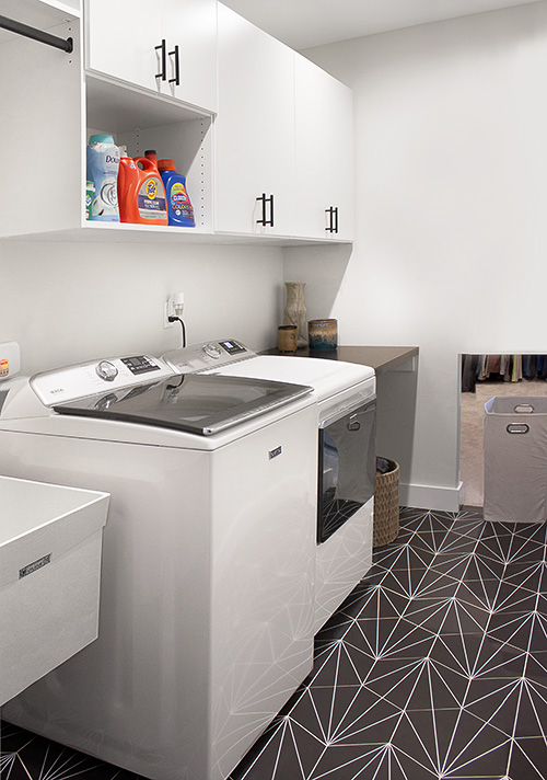 Laundry Room with Pass Through for Laundry Basket