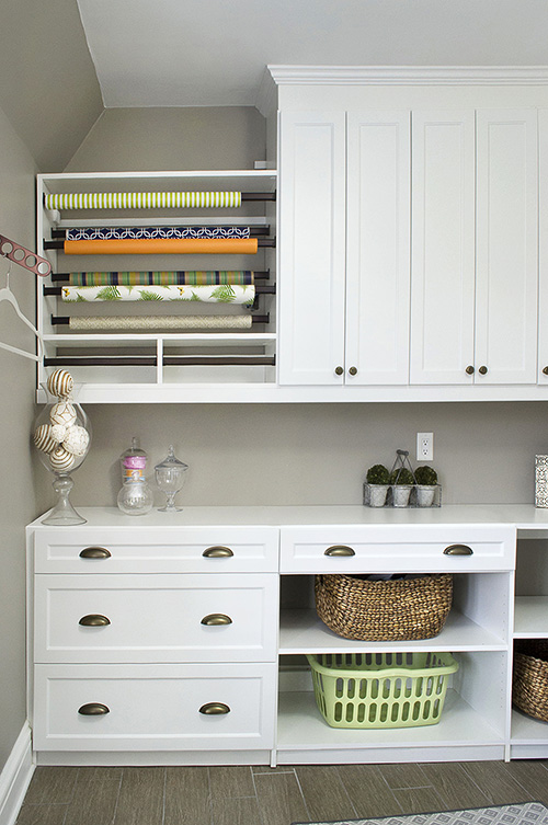 Wrapping Station in a Laundry Room Close Up