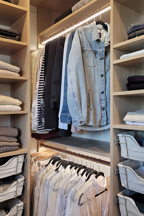 Custom Closet LED Garment Rod Lighting Professionally Installed for Rylex Custom Closets