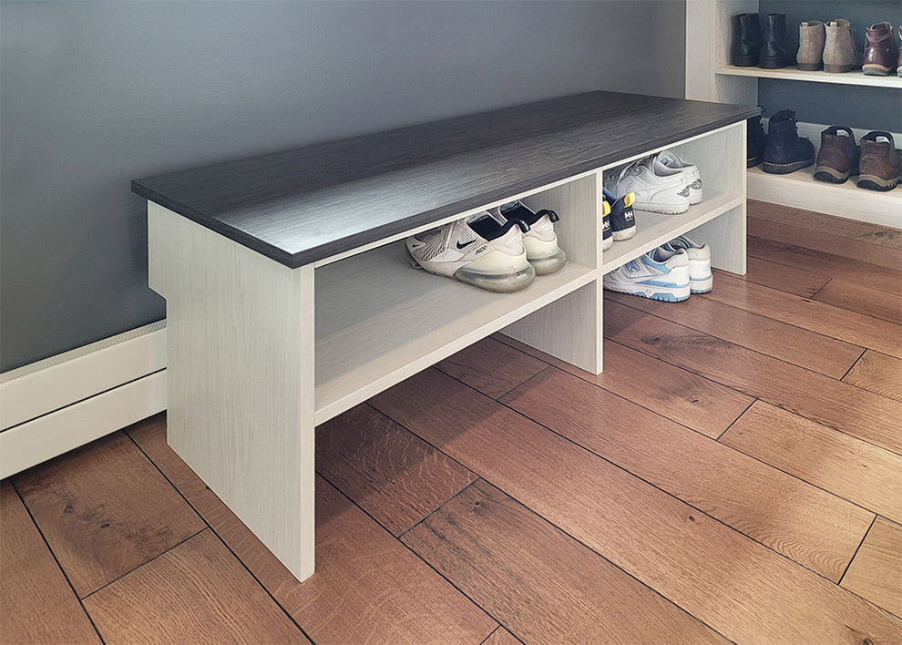 Mudroom Bench with Shoe Shelves