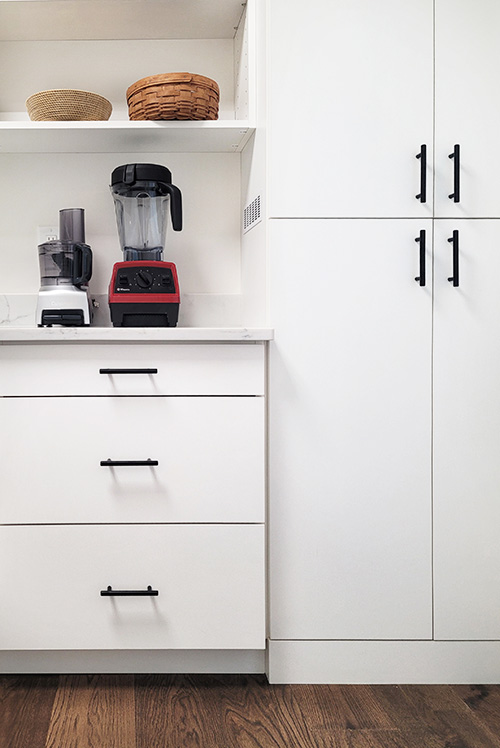 Custom Pantry with Storage Drawers and Tall Storage Cabinet with Vented WI-FI