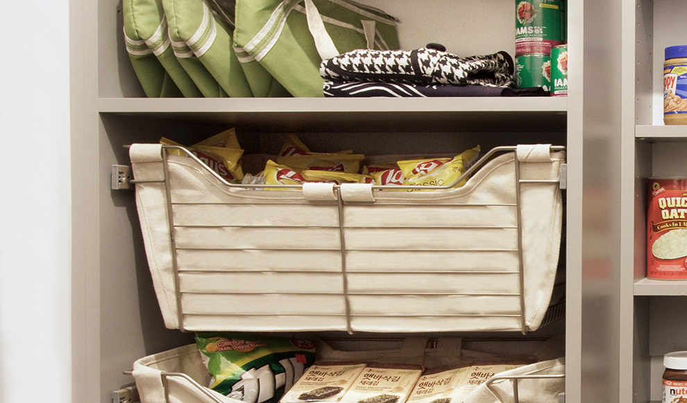 Pantry Sliding Basket with Liner Close Up