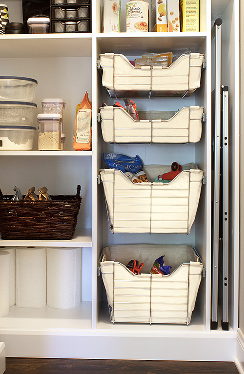 Plantry Closet with Sliding Baskets with Liners