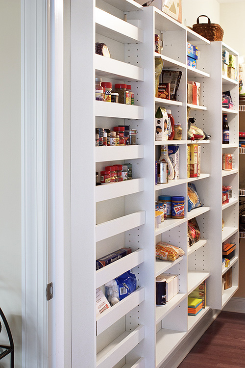 Shallow Pantry Shelves of Varying Depths