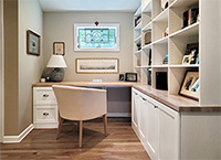 Custom Home Office L-Shaped Design with File Drawers in Chester, NY
