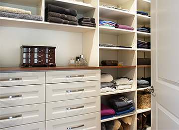 Custom Walk-In Closet with Built-In Bureau