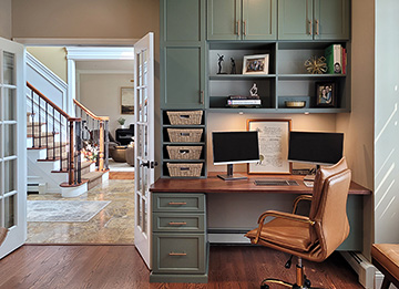 Custom Home Office with Fern Green Finish - View Office Page