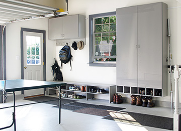 Garage Organization Cabinets and Shoe Shelves