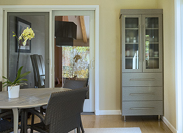 Modern Dining Room Hutch with Acid Etched Glass Doors